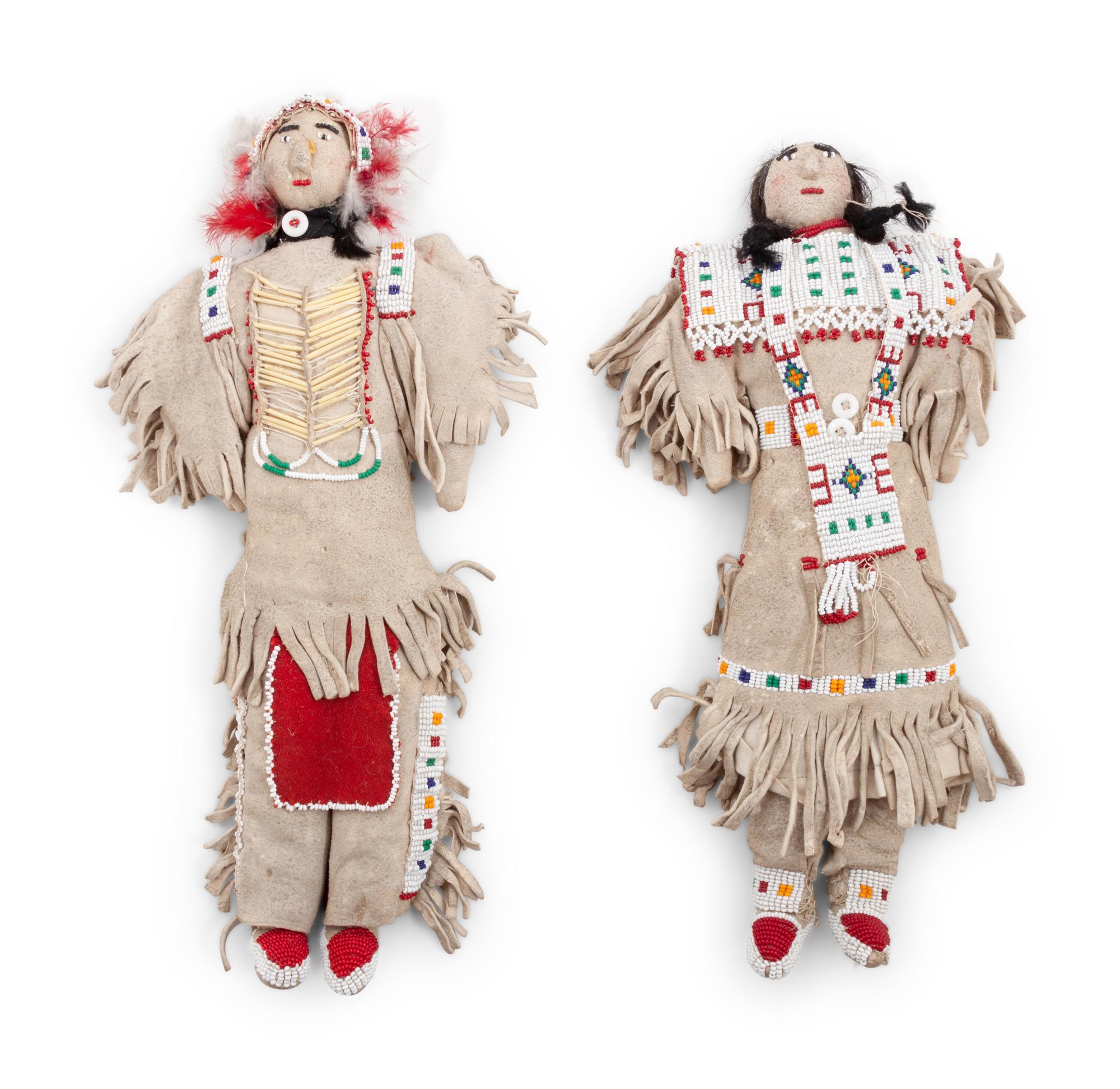Ute Beaded Hide Dolls, Pair