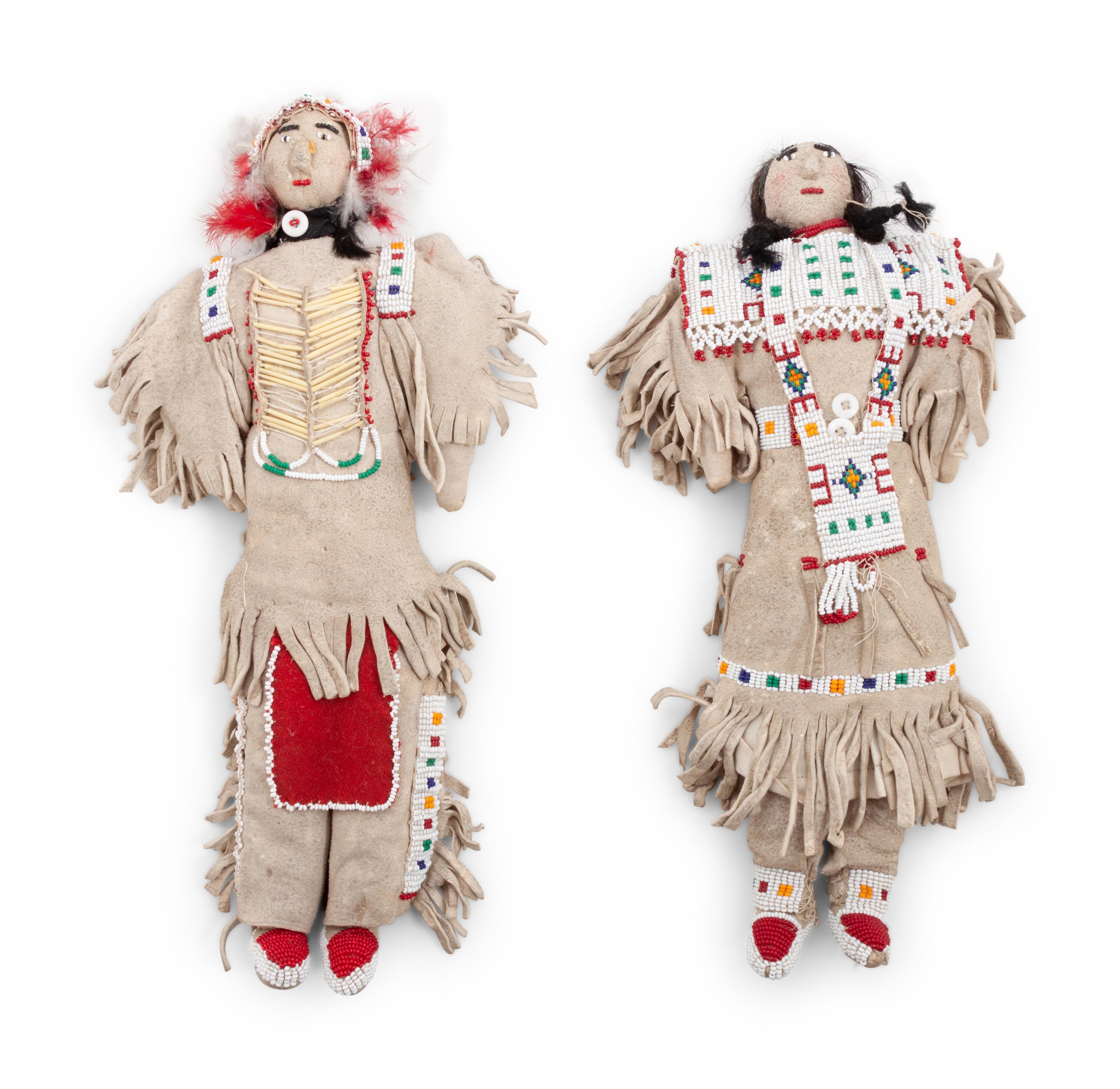 Ute Beaded Hide Dolls, Pair