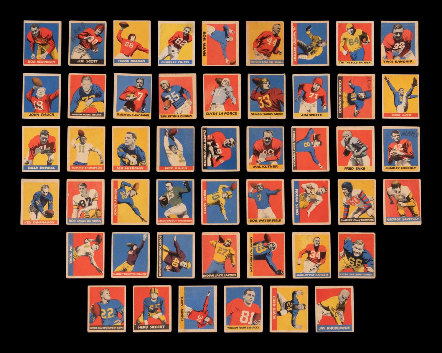 A Group of 1949 Leaf Football Cards Including Hall of Famers