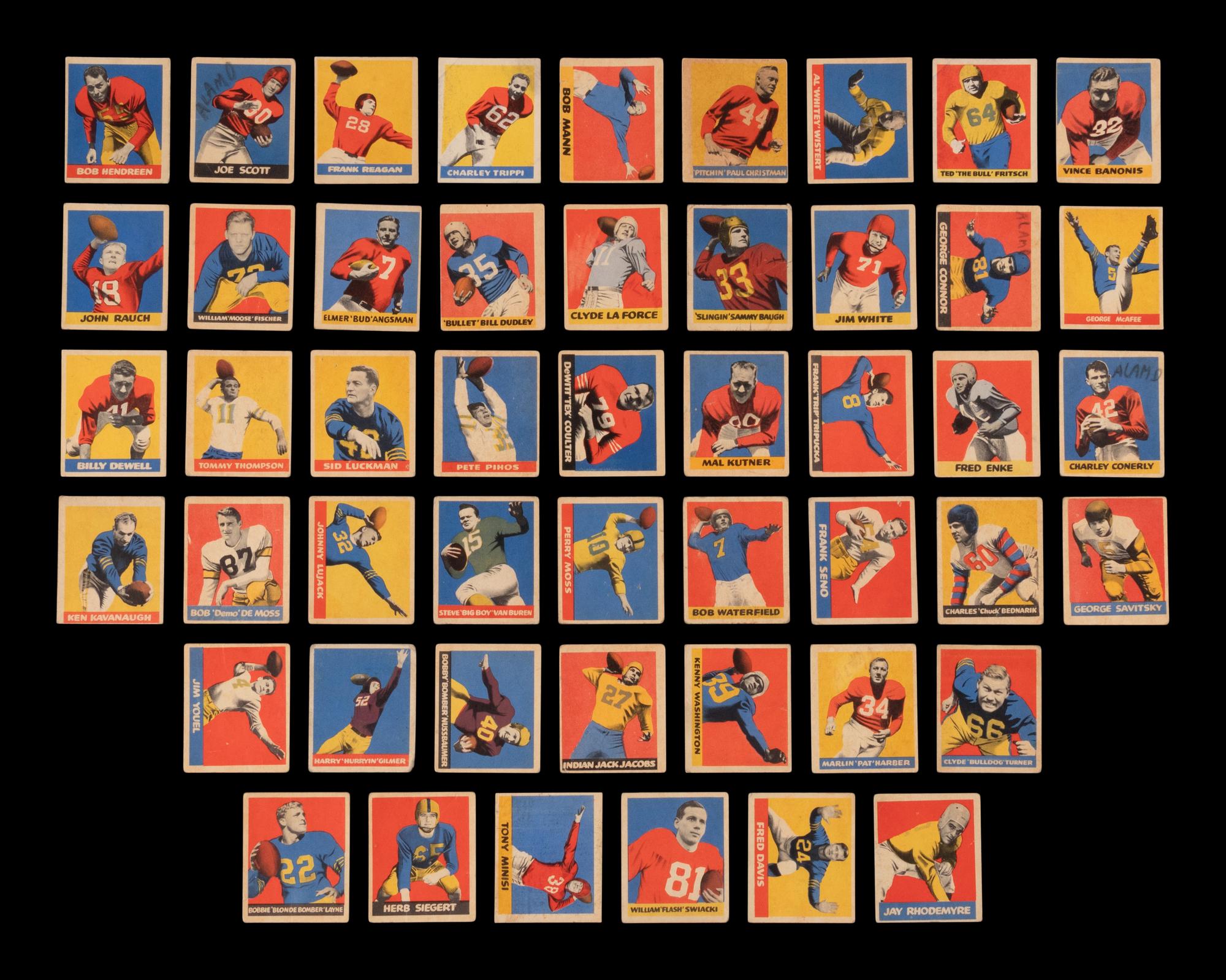 A Group of 1949 Leaf Football Cards Including Hall of Famers