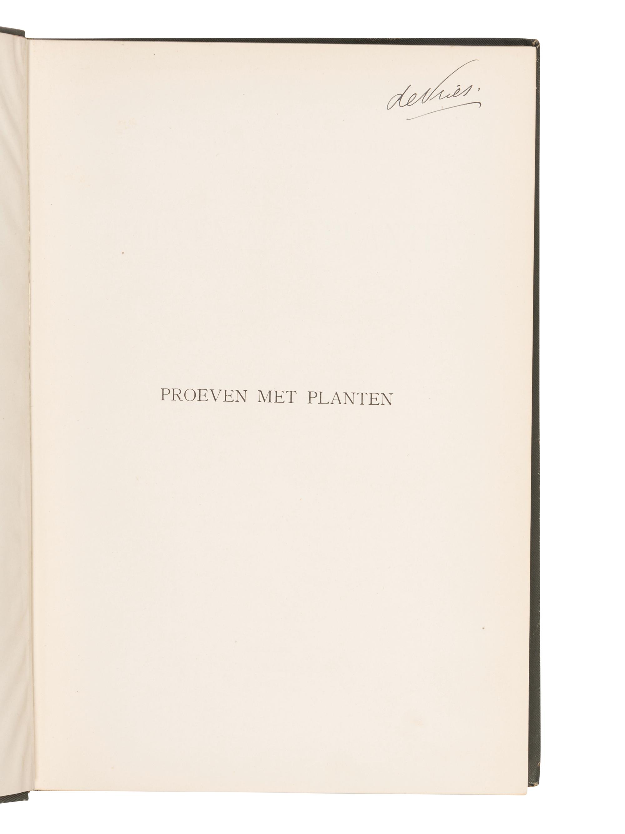 [DE VRIES, Hugo (1848-1935)]. An extensive archive including signed pamphlets and personally owned works related to the life and work of Hugo de Vries ca late 19th and early 20th centuries.