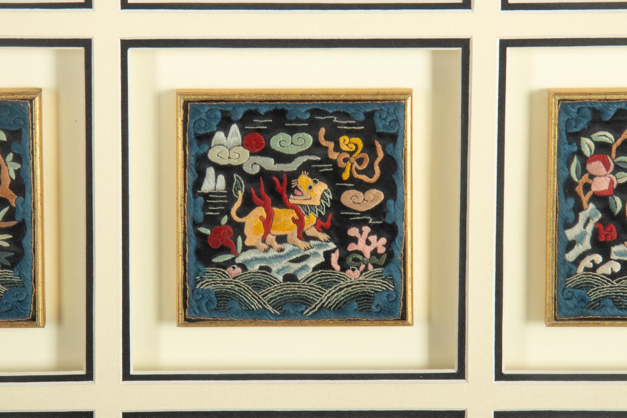 Three Chinese Embroidered Silk Panels