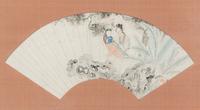 Two Chinese Folding Fan Leaves, 19th Century 清晚期 扇面兩幅