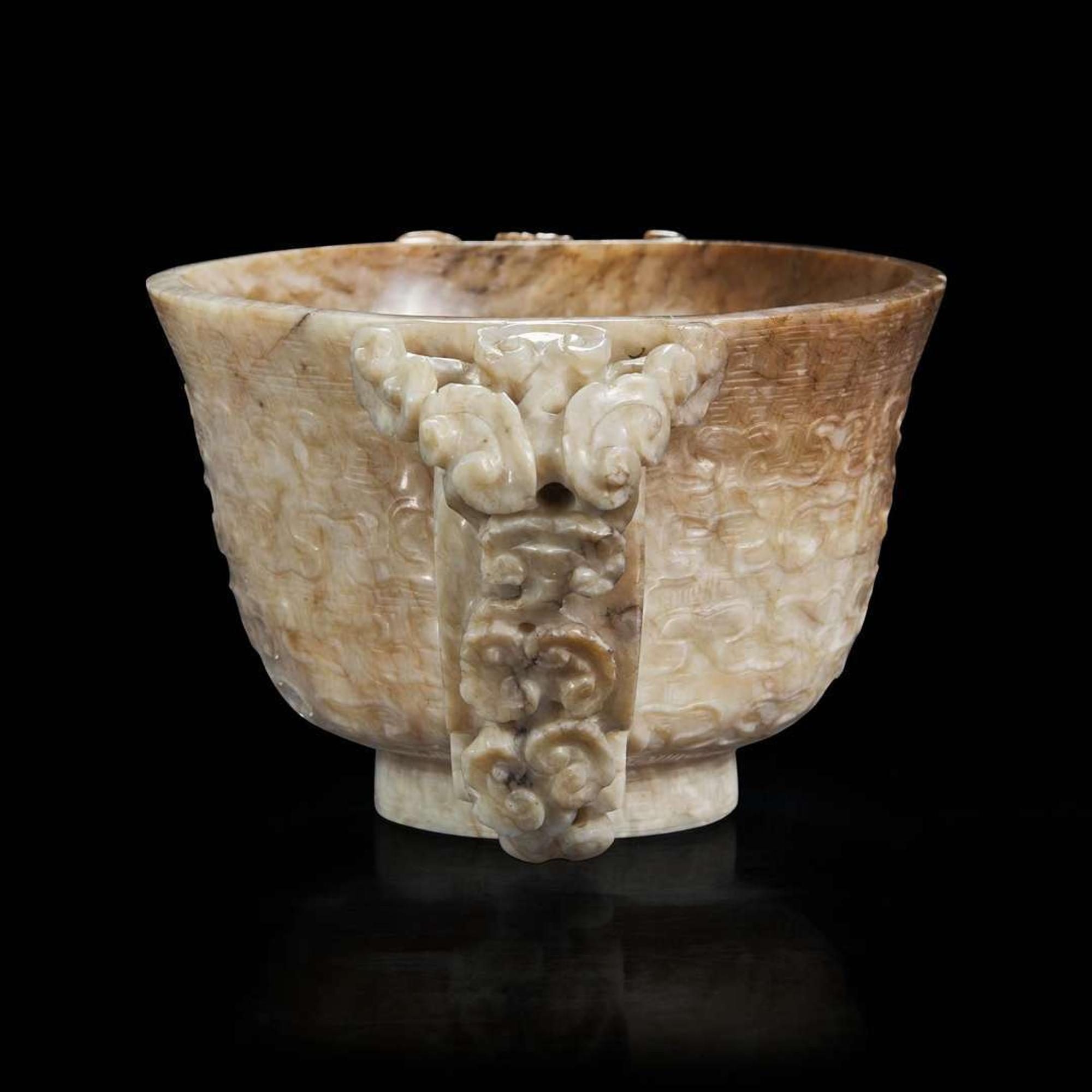 A Chinese ‘’chicken-bone’’ jade carved libation cup 鸡骨白瓒杯 Ming/Qing dynasty ???