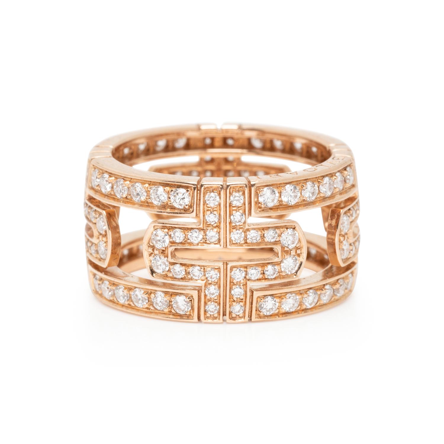 BULGARI, ROSE GOLD AND DIAMOND 'PARENTESI' RING