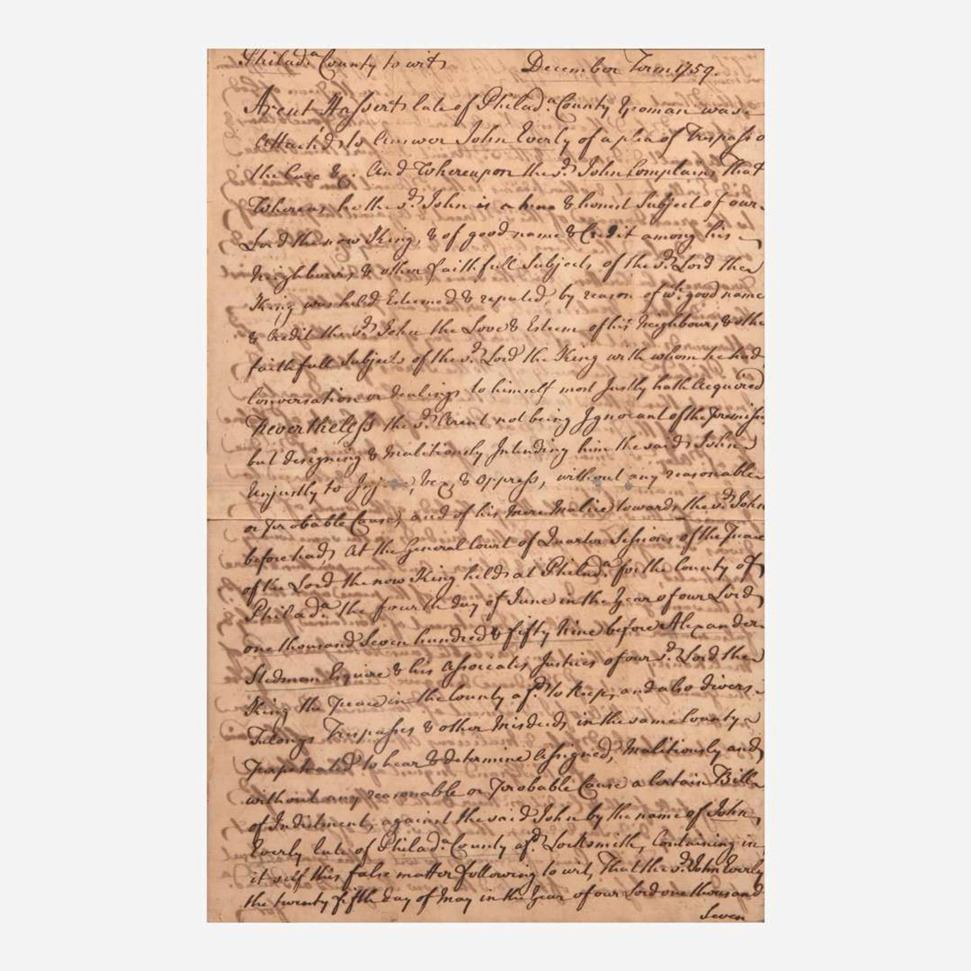 [Declaration of Independence] [Pennsylvania] Ross, George Autograph Document, signed