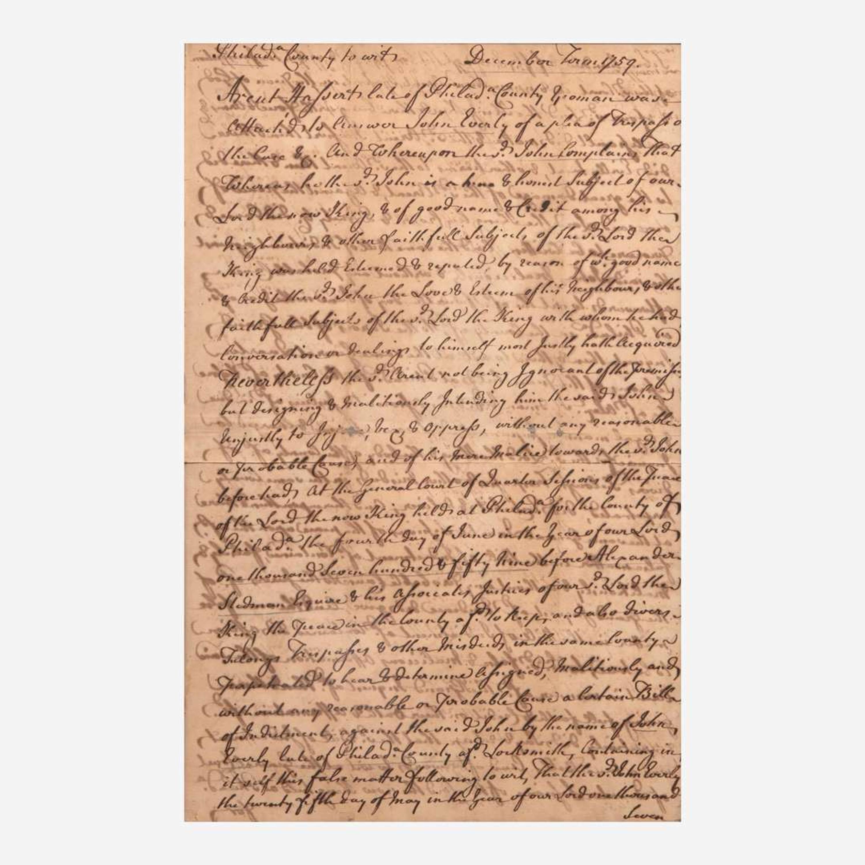 [Declaration of Independence] [Pennsylvania] Ross, George Autograph Document, signed