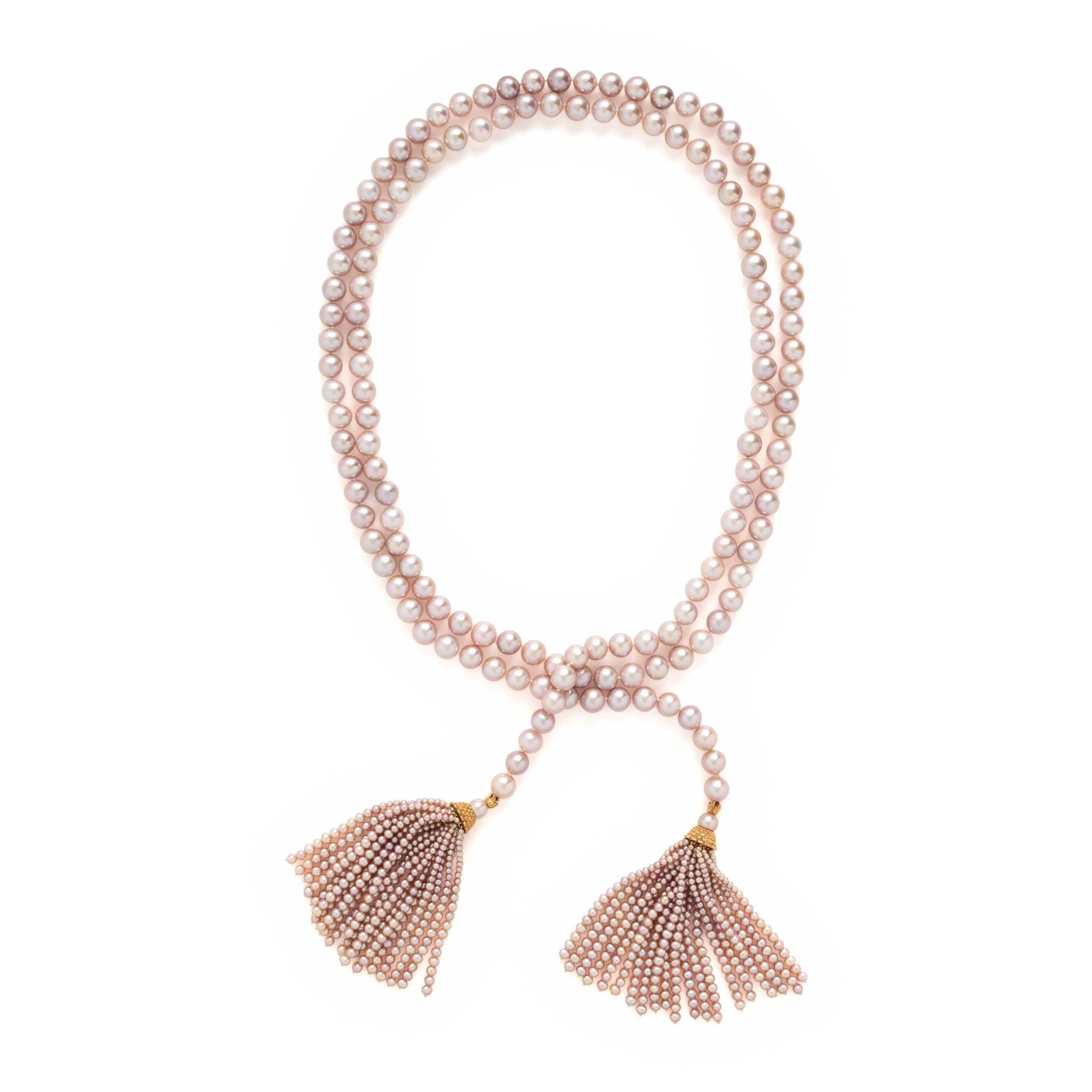 Mish, Cultured Pink Pearl Tassel Necklace