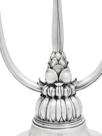 A Pair of Harald Nielsen for Georg Jensen Silver Three-Light Candelabra