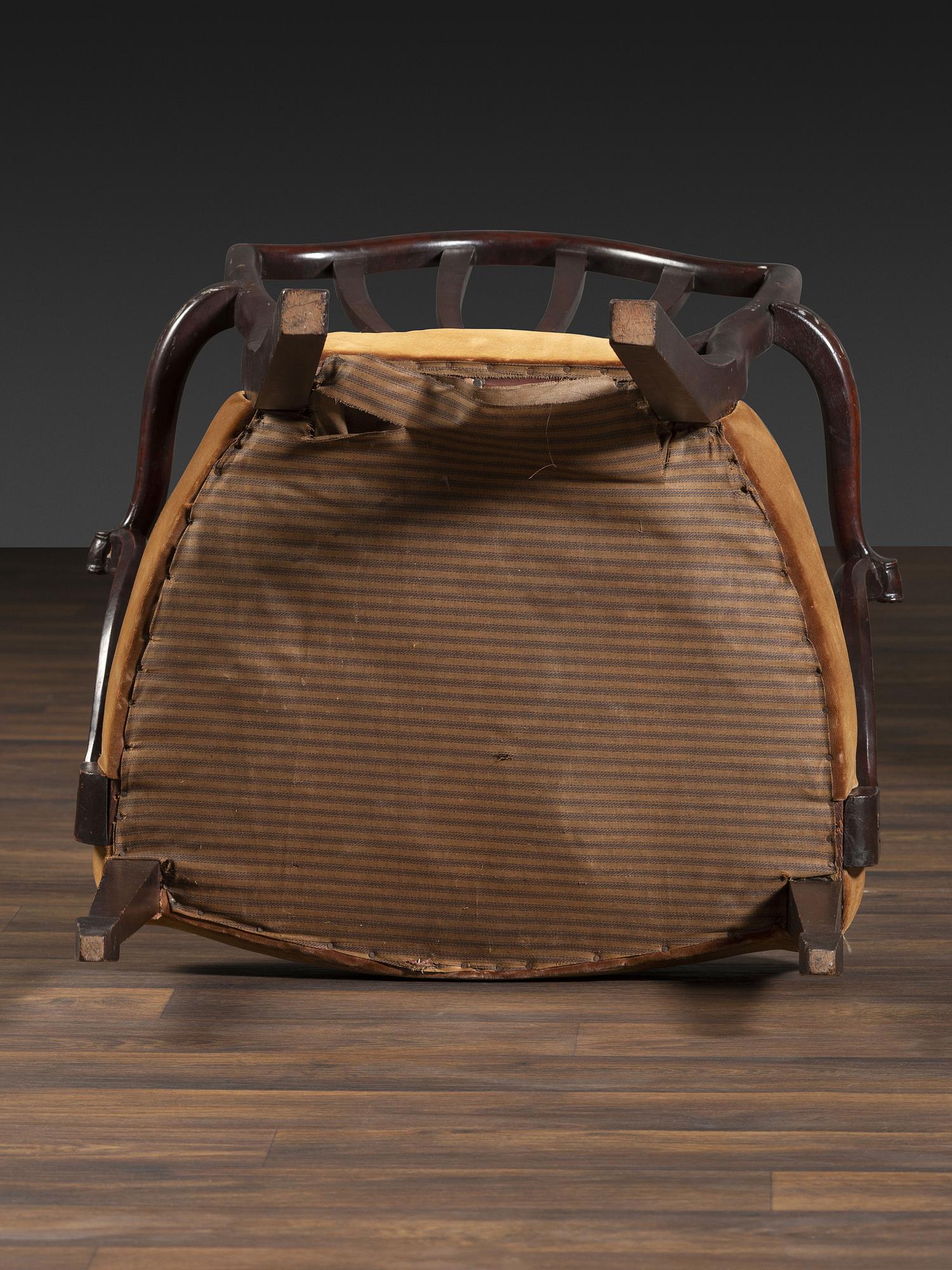 A Federal Carved Mahogany Open Armchair