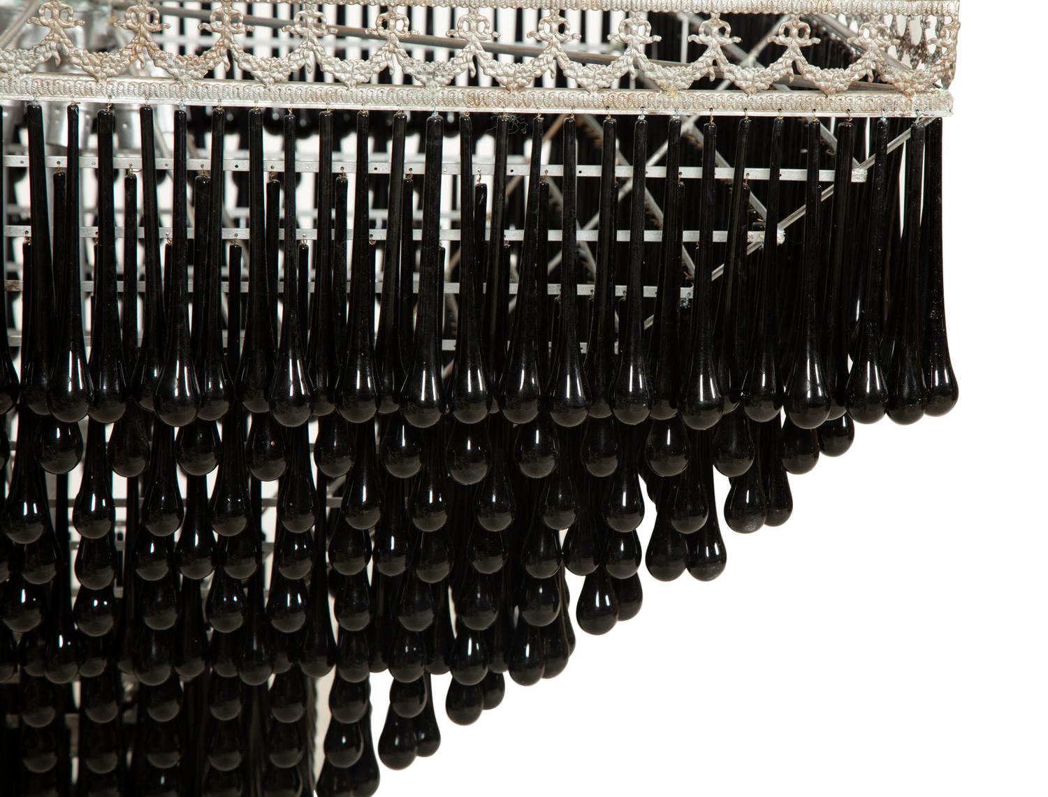 A Black Murano Glass Pyramid Chandelier