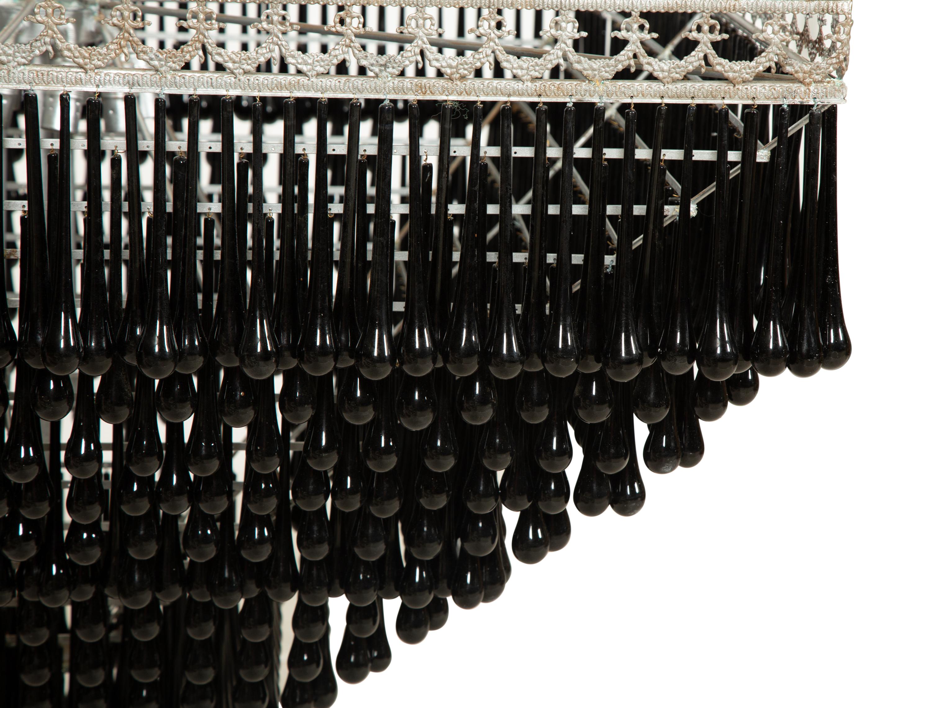 A Black Murano Glass Pyramid Chandelier
