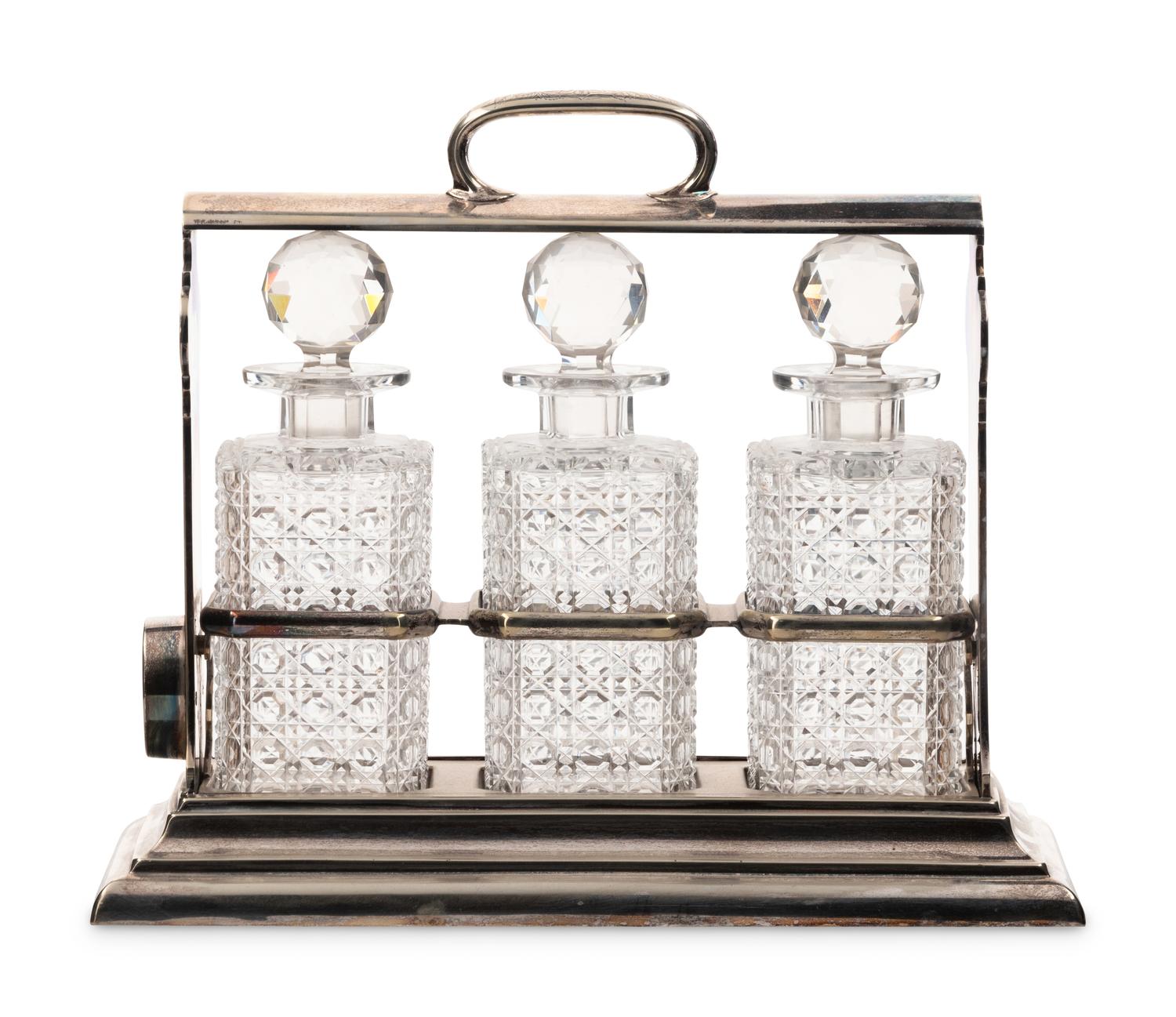 An English Silver-Plate and Cut Glass Tantalus