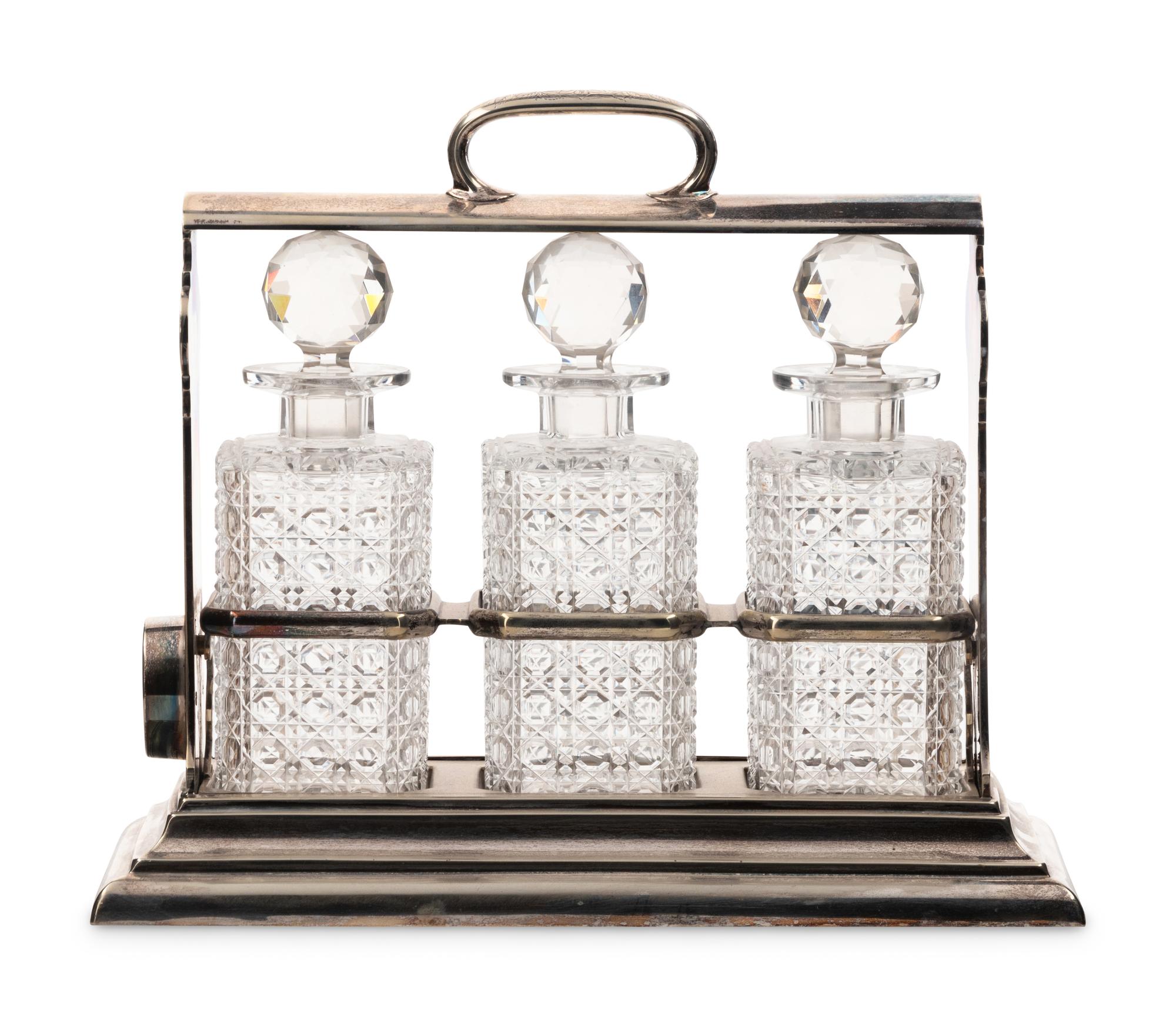 An English Silver-Plate and Cut Glass Tantalus