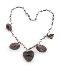 Navajo Silver and Turquoise Button Charm Choker