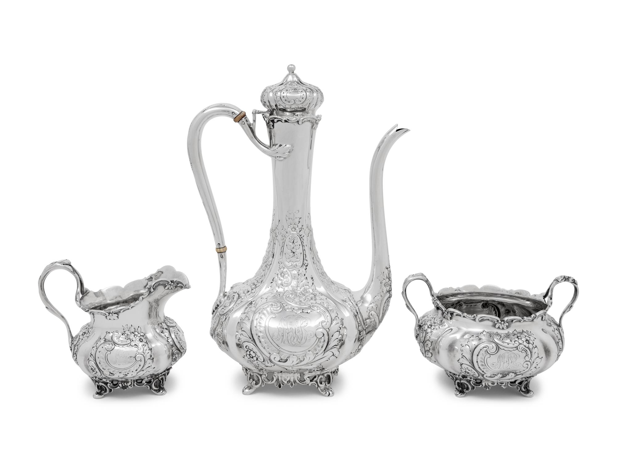 An American Silver Three-Piece Coffee Service