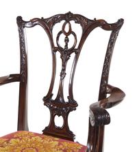A Set of Ten George III Style Carved Mahogany Dining Chairs