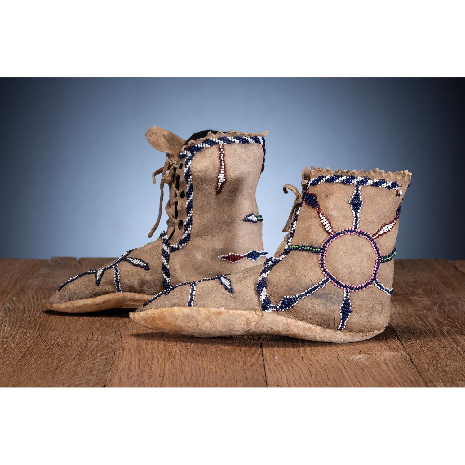 Apache Beaded Hide Moccasins