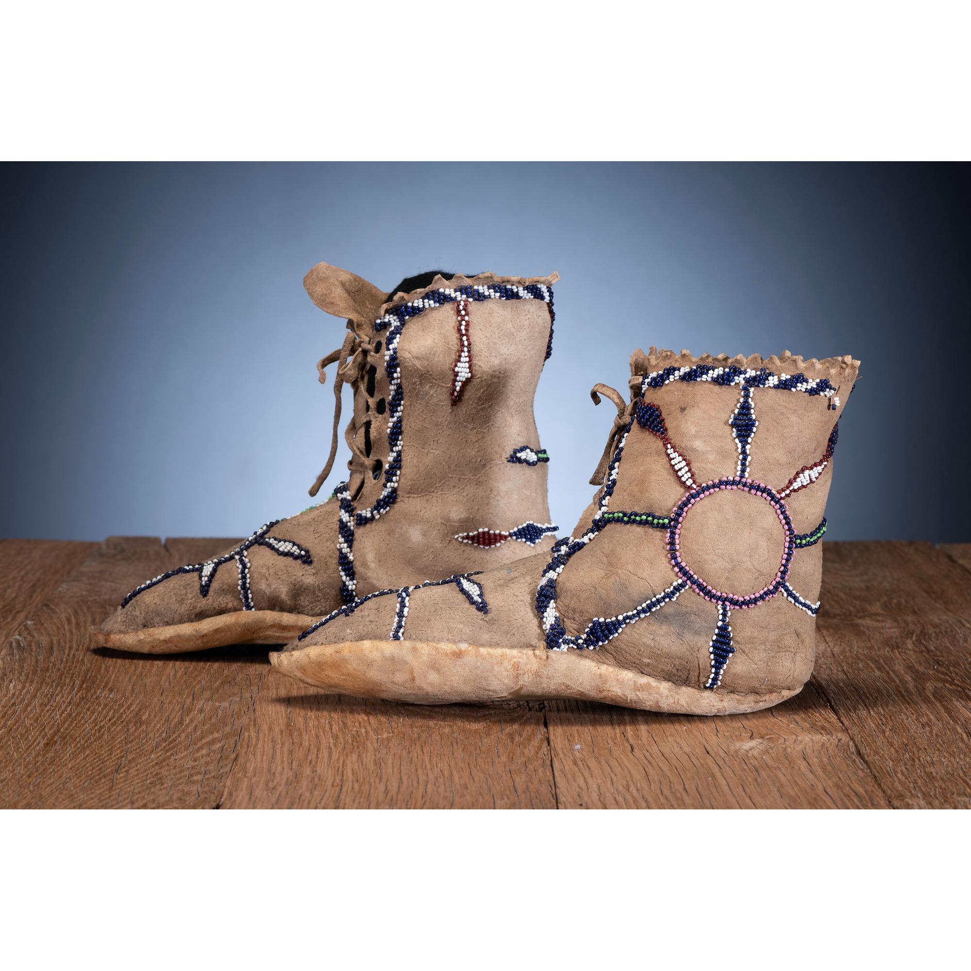 Apache Beaded Hide Moccasins