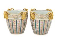 A Pair of Dresden Porcelain Cache Pots