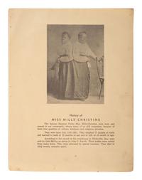 [MUSIC] -- [McKOY, Millie and Christine (1851-1912)]. HUGHES & Co., photographers. CDV of the famous conjoined twins from North Carolina. St. Louis, ca 1860s.
