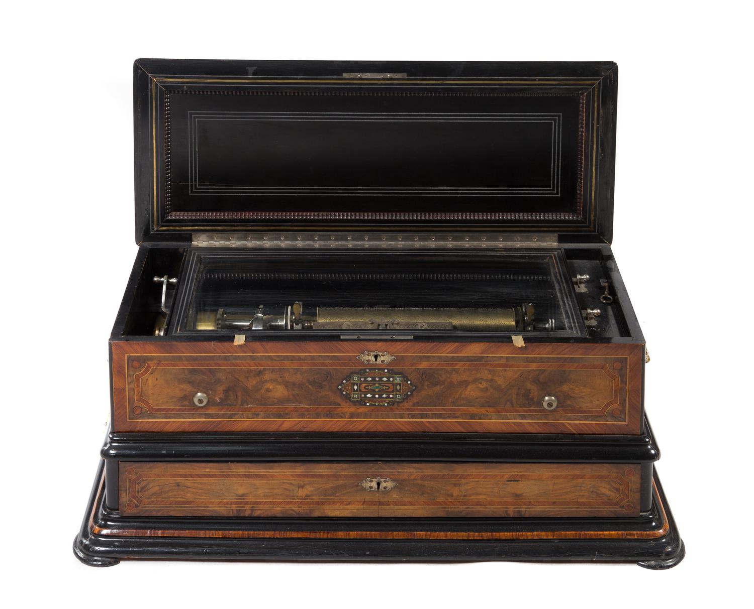 A Swiss Interchangeable Cylinder Music Box Width of case 38 inches. — MERMOD FRERES