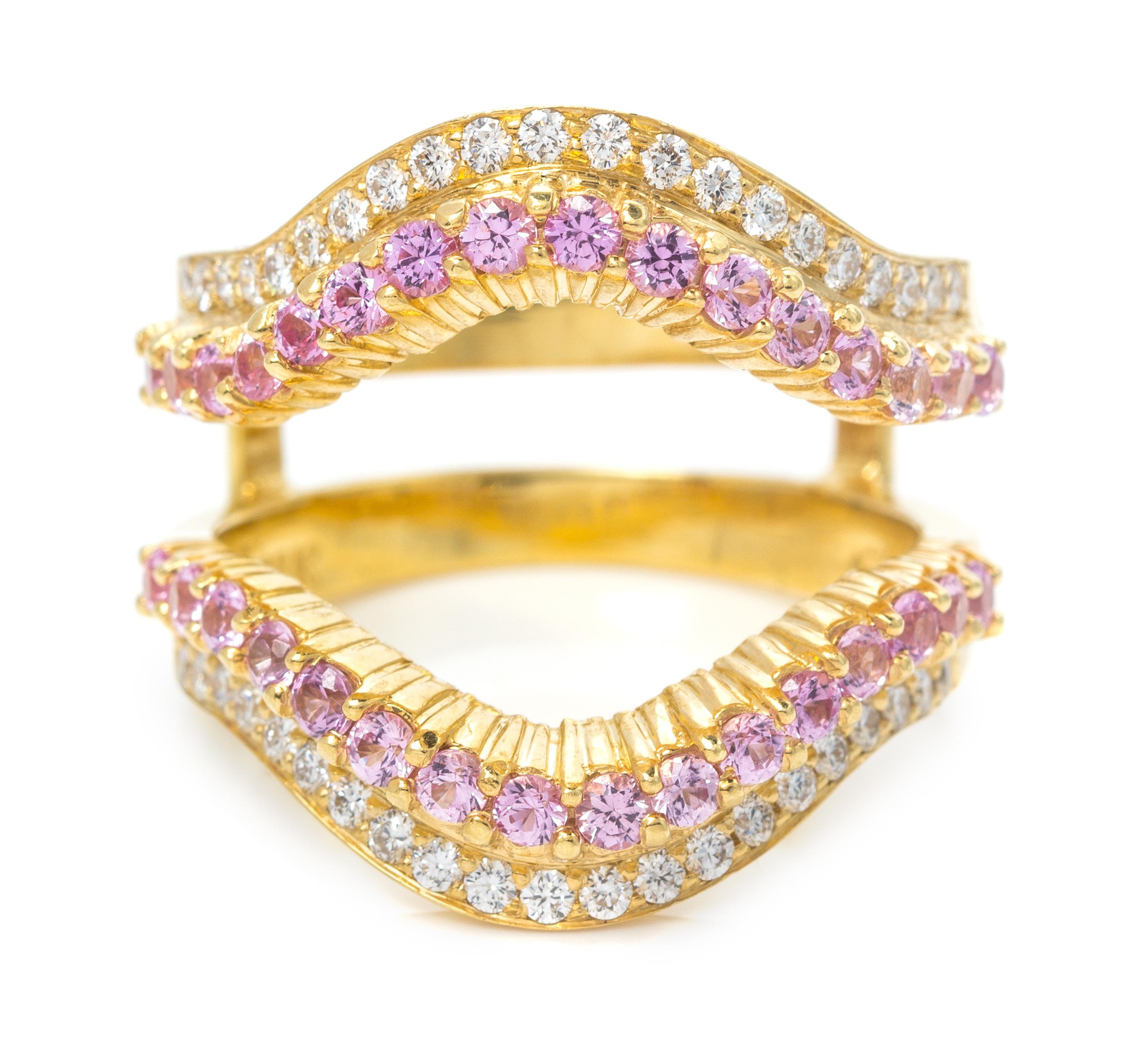 An 18 Karat Yellow Gold, Pink Sapphire and Diamond Ring, 8.70 dwts.