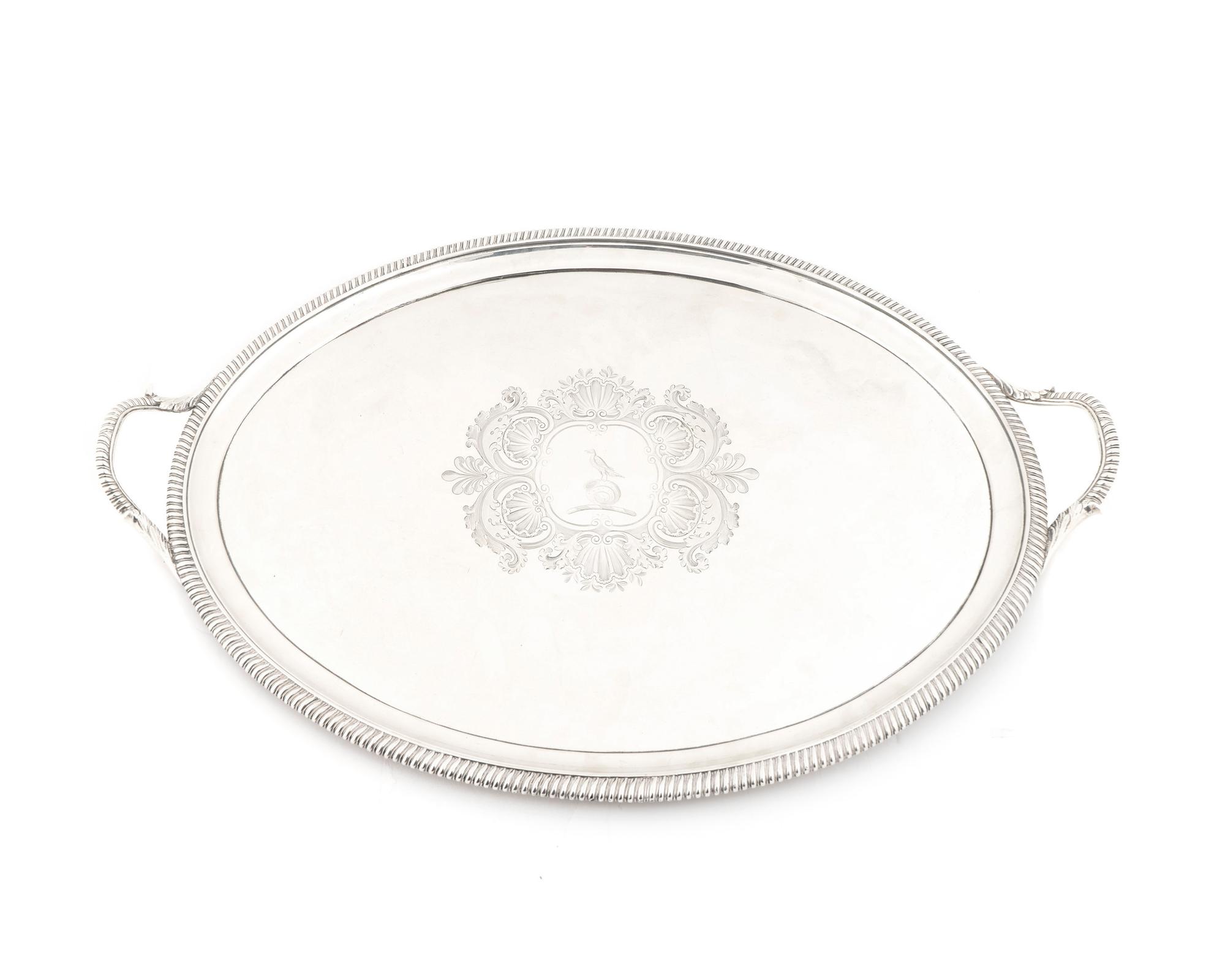 A George III Silver Two-Handled Oval Tray — John Crouch, London, 1808