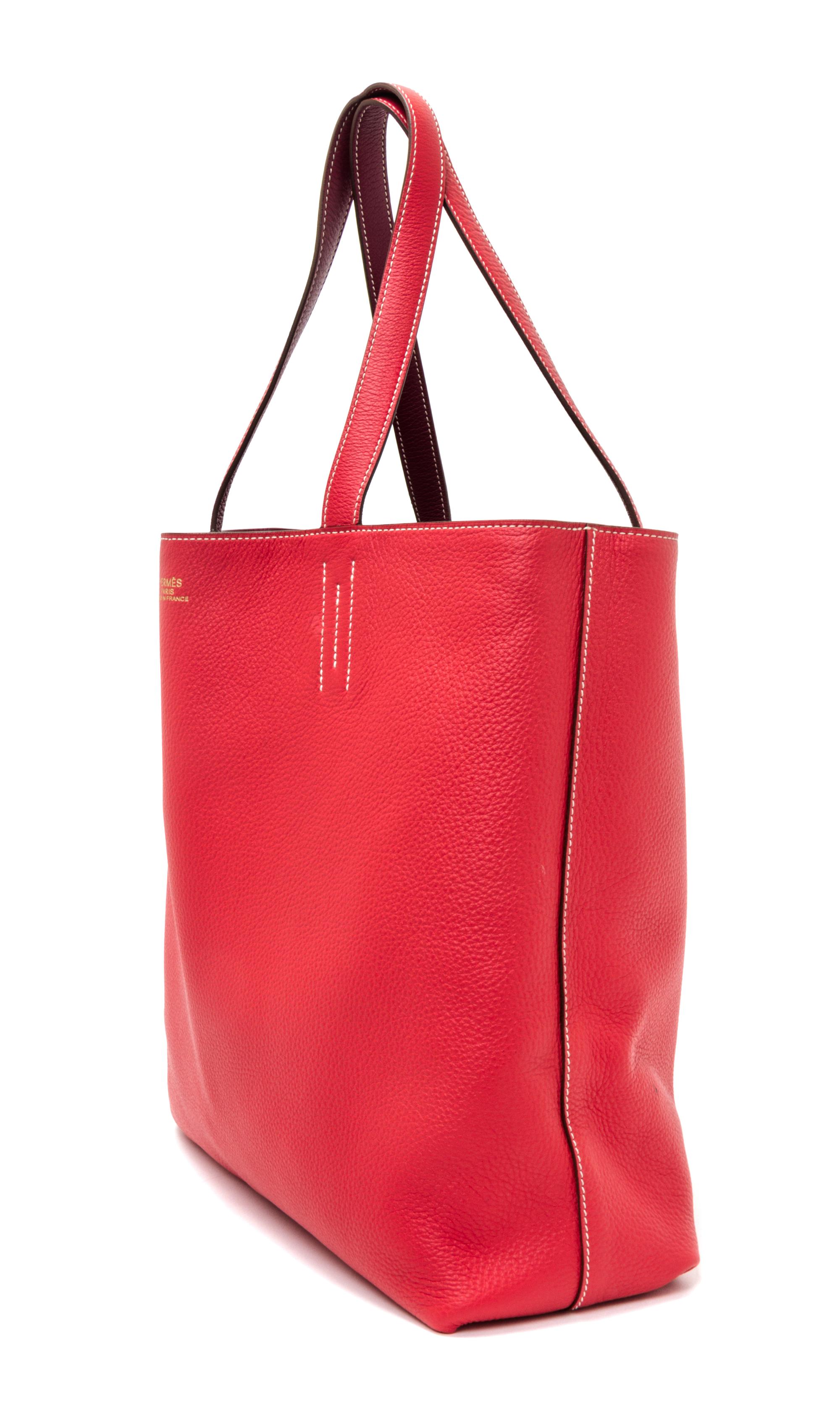 An Hermes Rubis/Bougainvillea 45cm Taurillon Clemence Double Sens Tote, 17.5" x 15.5" x 5".
