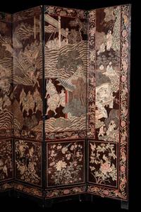 A Coromandel Lacquer Eight-Panel Floor Screen