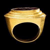 A Greek Gold and Carnelian Finger Ring with the Goddess Artemis