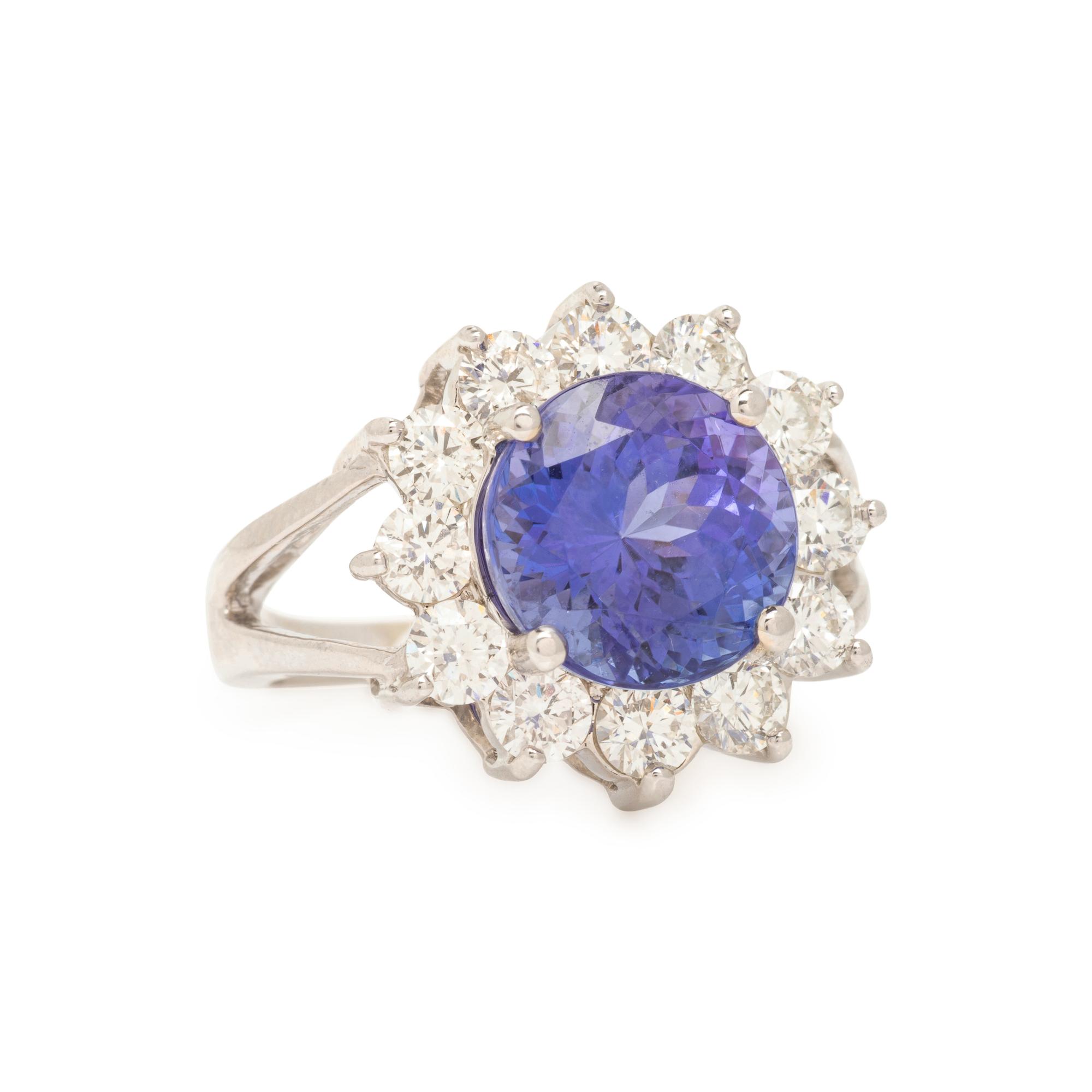 Tanzanite, Diamond, and White Gold Ring