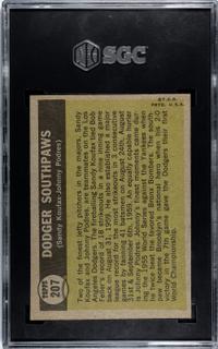 A 1961 Topps Dodger Southpaws Baseball Card No. 207 (SGC 7 NRMT)