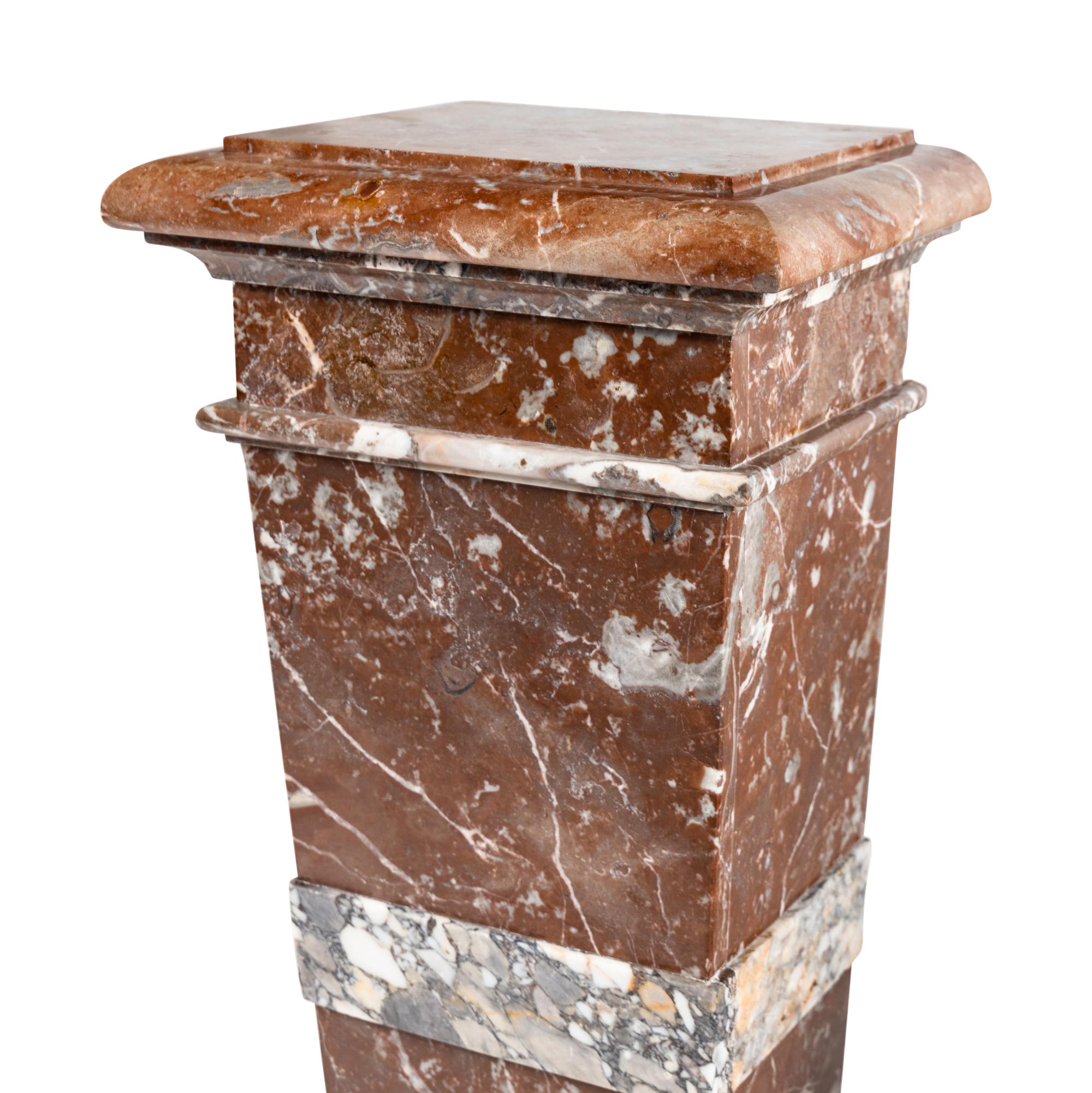 A Pair of French Bi-Color Marble Pedestals