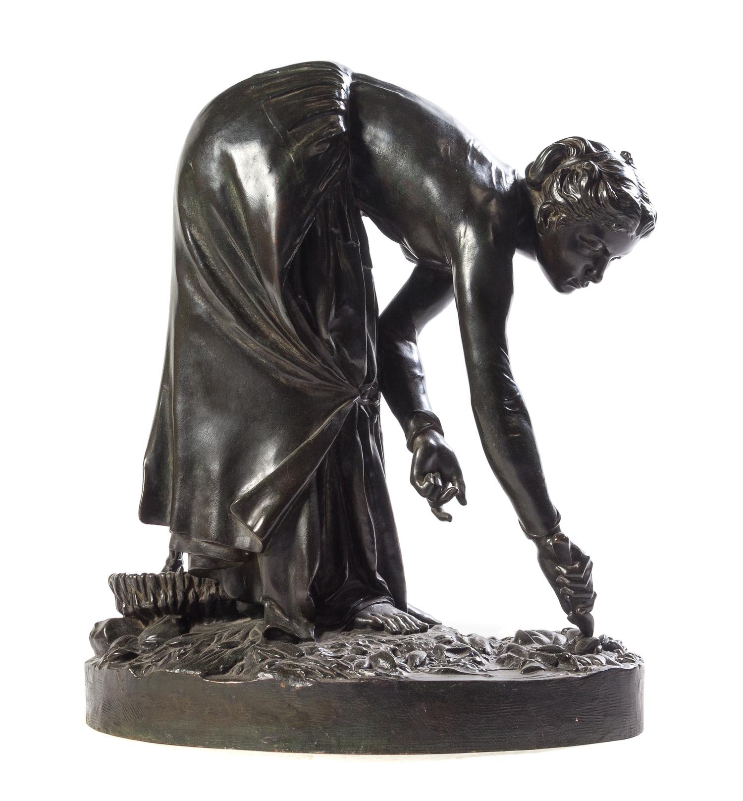 L. Terrey, (19th Century), Woman with Shucking Knife Collecting Shellfish