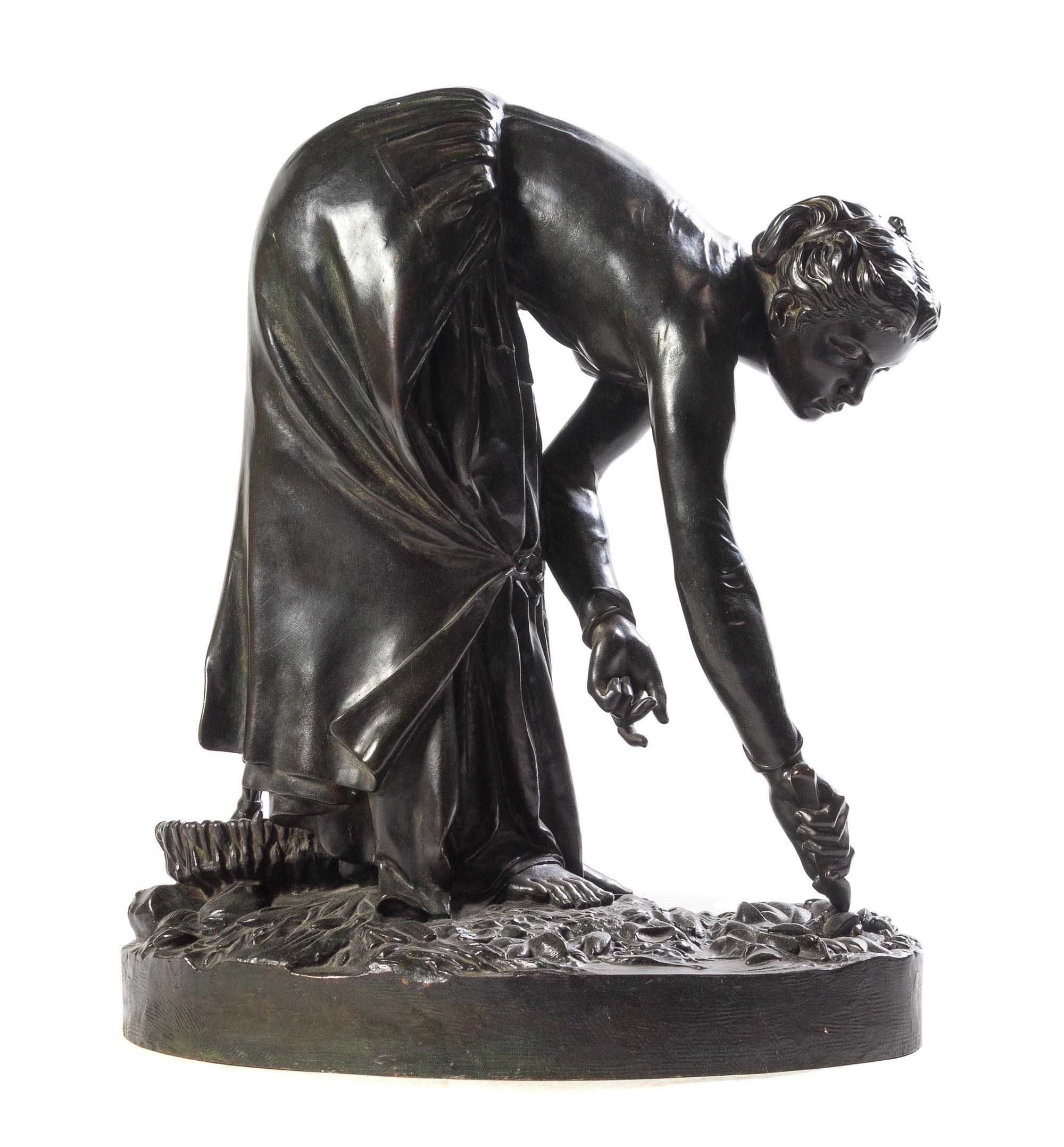 L. Terrey, (19th Century), Woman with Shucking Knife Collecting Shellfish