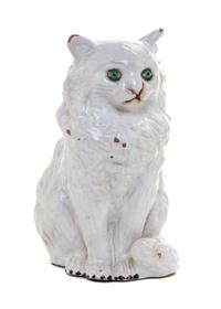 A French Tin Glazed Terra Cotta Model of a Cat Height 8 inches. — PROBABLY BAVENT, CIRCA 1880