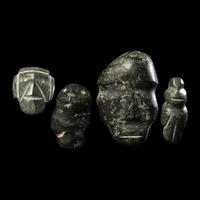 Four Mezcala Greenstone Masks and Figures