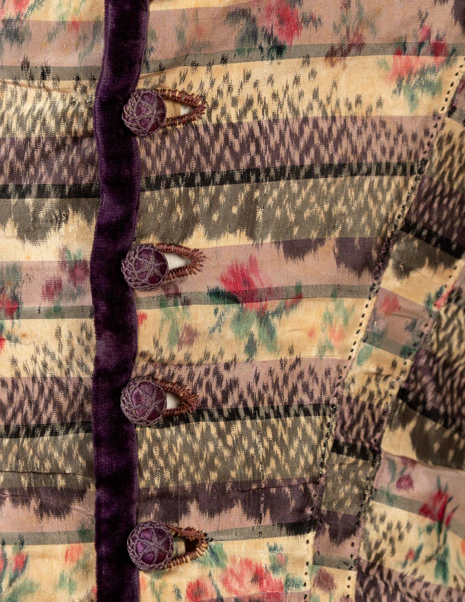 Silk Ikat Print Dress, 1850s