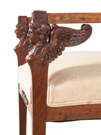 An Empire Style Carved Mahogany Fauteuil