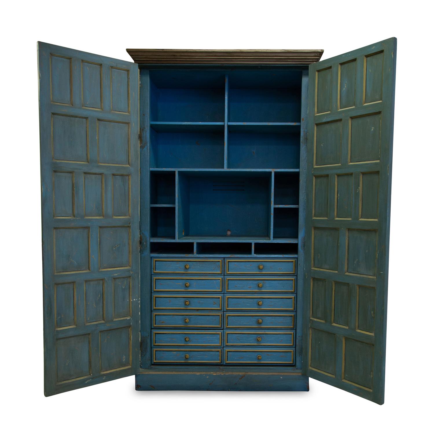 A French Blue Painted Bookcase Cabinet