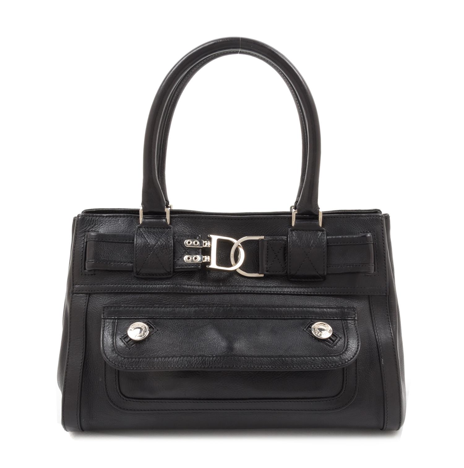 A Christian Dior Black Leather Handbag, 11.5" x 8" x 3.5".