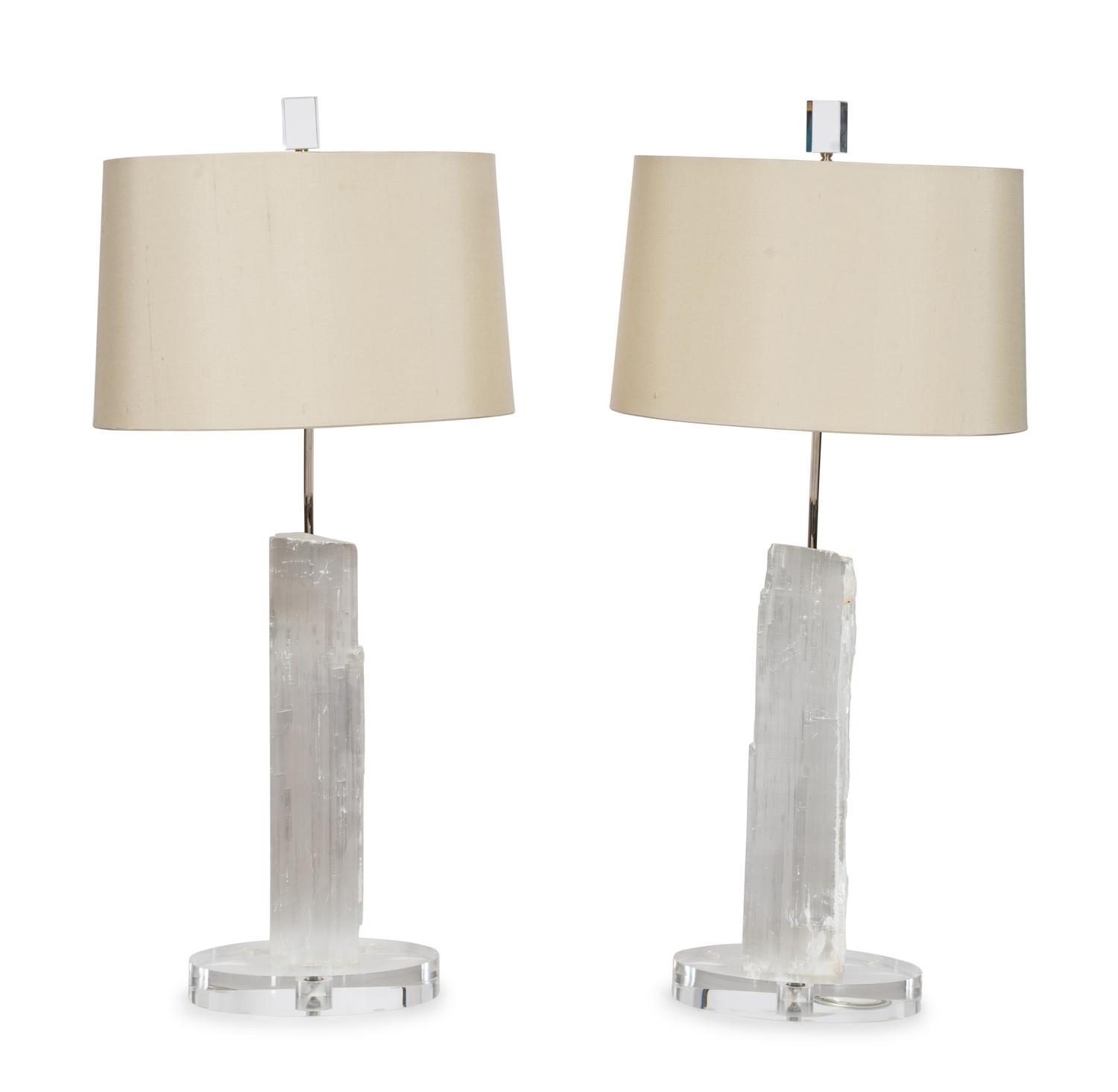 A Pair of John-Richard Selenite and Acrylic Table Lamps