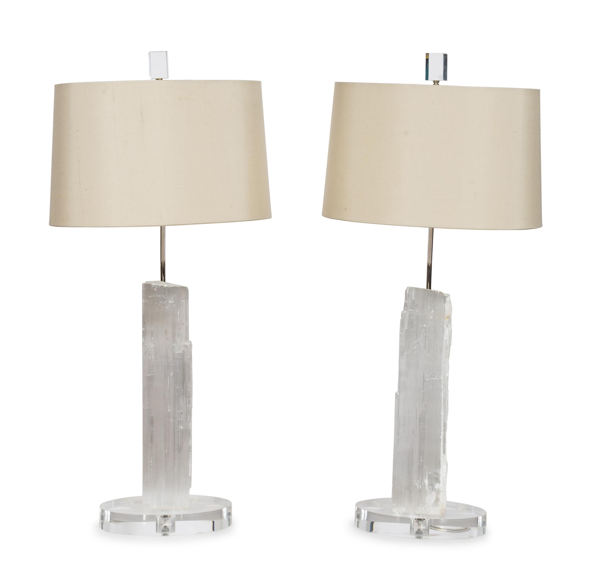 A Pair of John-Richard Selenite and Acrylic Table Lamps