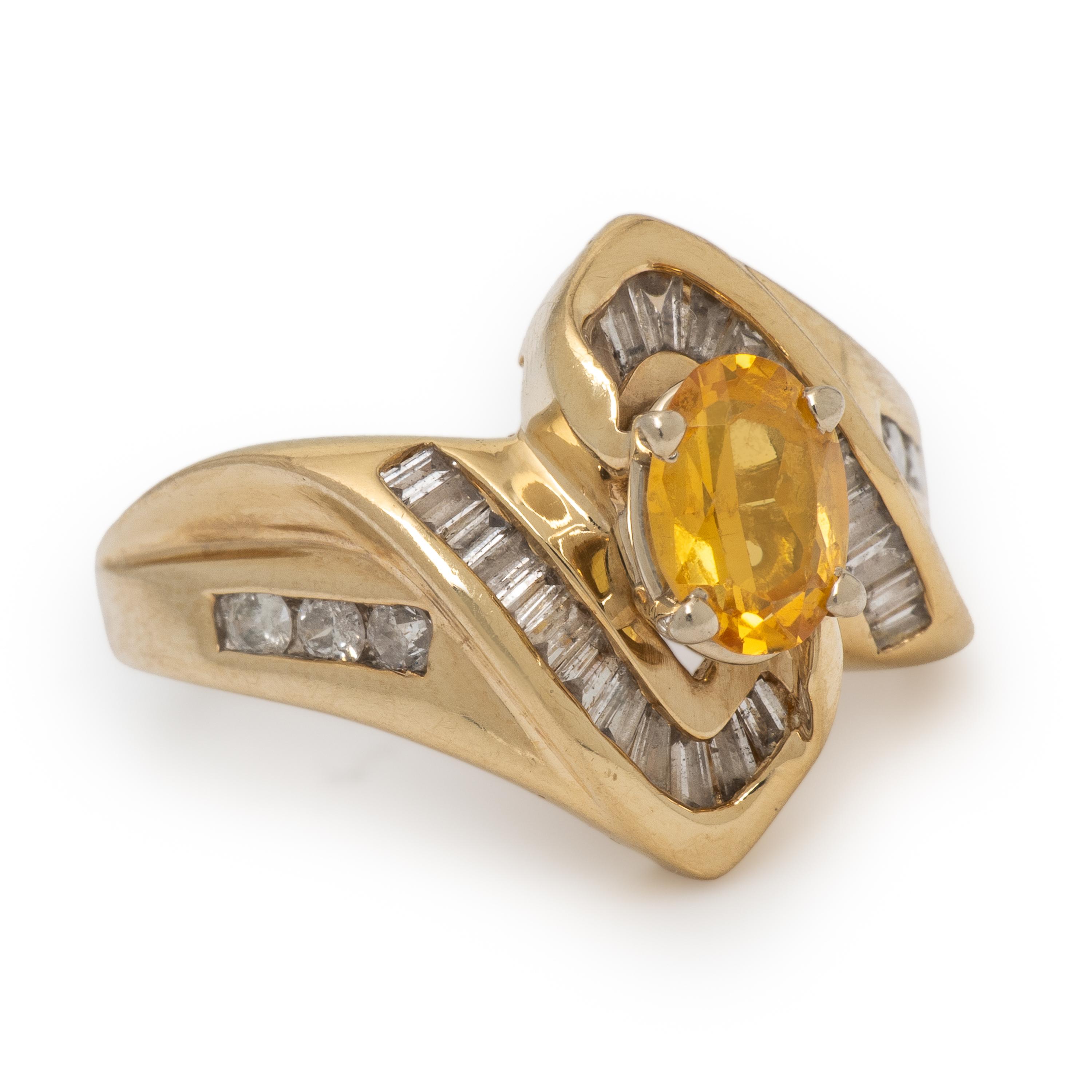 Yellow Sapphire, Diamond, and Yellow Gold Ring