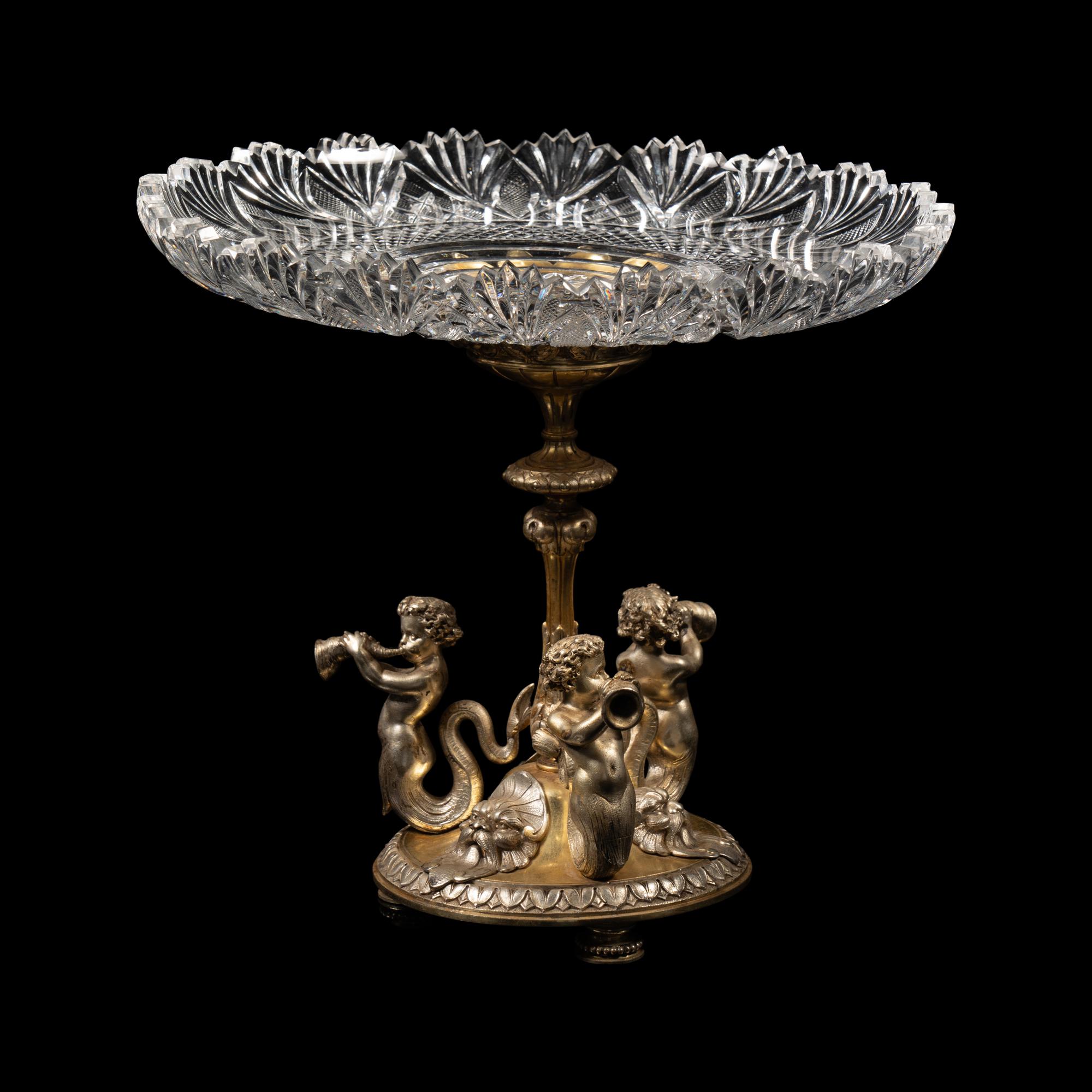 A Pair of Elkington and Co. Gilt Electrotype and Cut Glass Stands