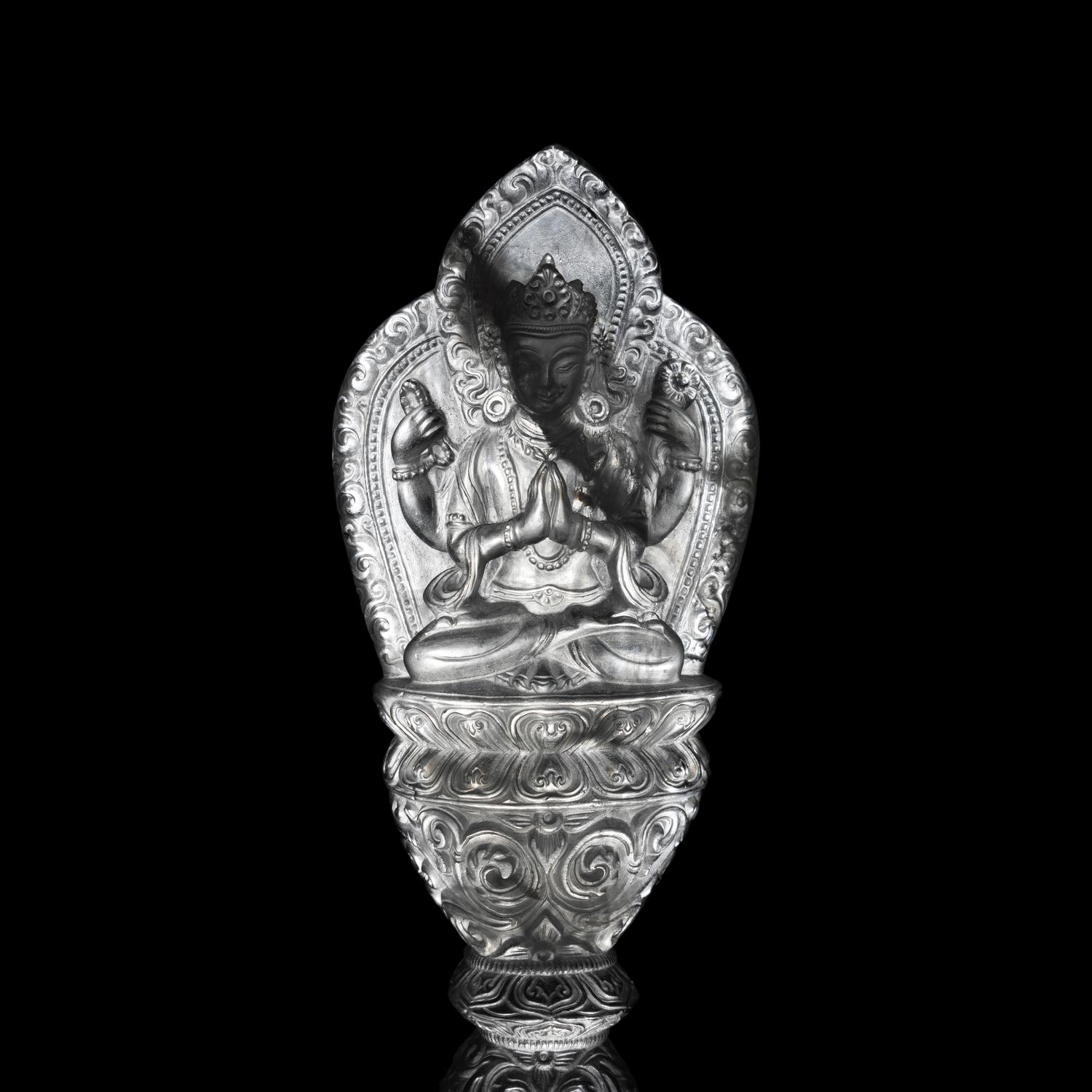 A Nepalese Rock Crystal Manjushri 尼泊爾水晶雕四臂文殊說法像