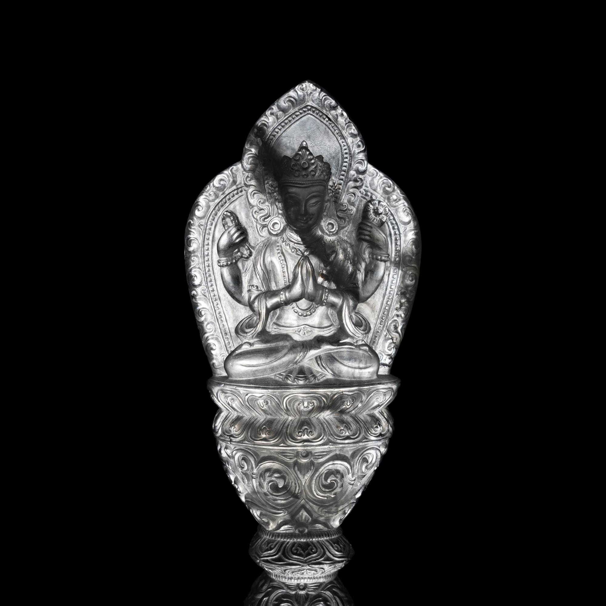 A Nepalese Rock Crystal Manjushri 尼泊爾水晶雕四臂文殊說法像
