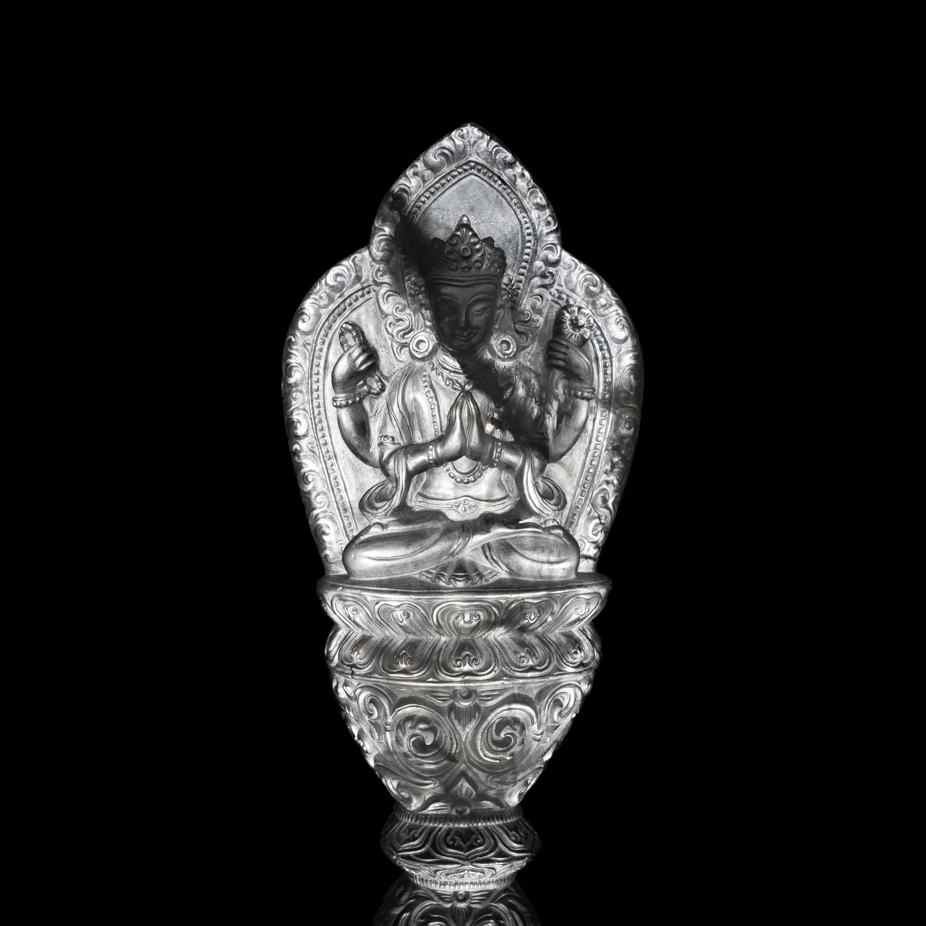 A Nepalese Rock Crystal Manjushri 尼泊爾水晶雕四臂文殊說法像