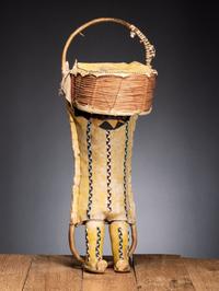 Apache Beaded Hide Cradle, with Doll